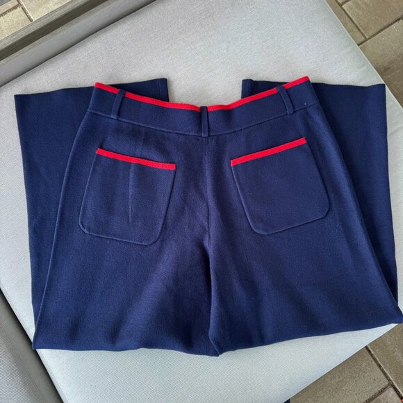 New Anthropologie The Colette Sweater Knit Wide-Leg Pants Navy Blue Large - Picture 4 of 9